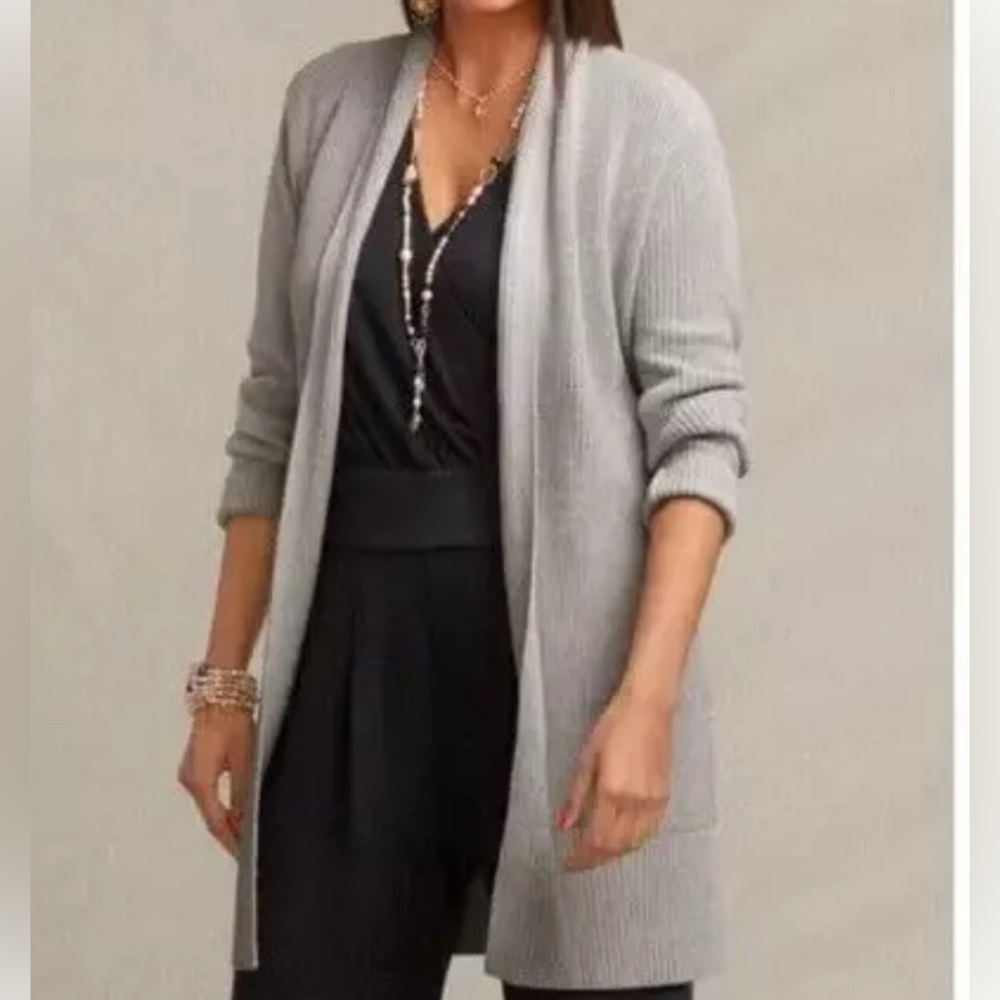 CAbi Gray Exhale Cardigan Sweater Cotton Blend 5445 Size M